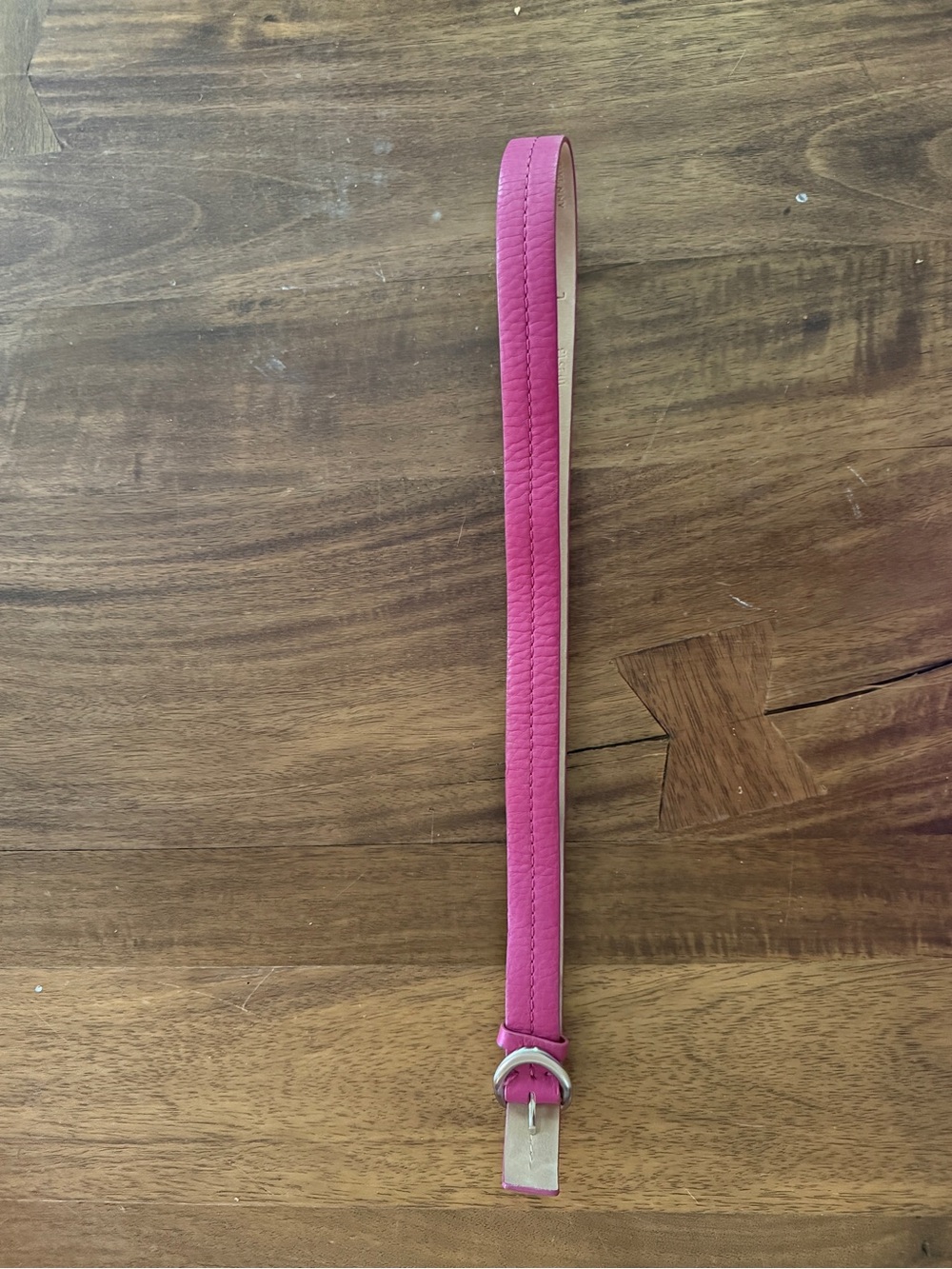 Pink Leather Wrist Strap with Silver Hardware 38.5”